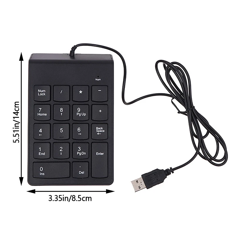 1Pc Numeric Keypad USB Wire Mini Number Keyboard For Laptop PC 18 Keys Keyboard - Image 3 of 4