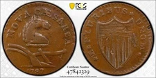 1787 New Jersey Copper 1/2p M56-n W5310 Camel Head PCGS VF30 E Pluribus Unum