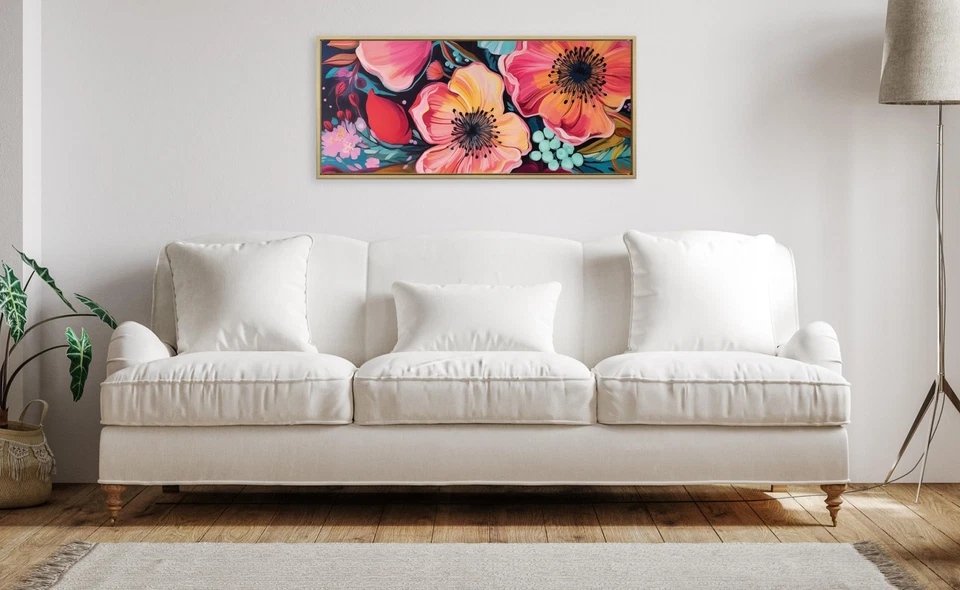 Sylvie Preppy Boho Aesthetic Colorful Floral Group Framed Canvas Wall Art by ... - Image 3 of 4