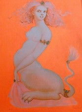 Ileria. Litografía a color original, 1972. de Leonor Fini (firmada y numerada)