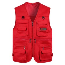 Men Multi Pockets Vest Utility Fishing Lightweight Gilet Safari Travel Waistcoat