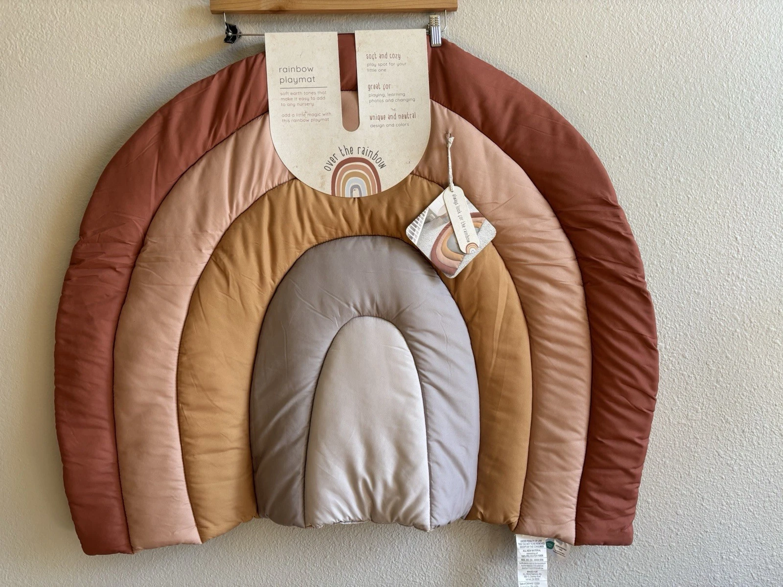 NWT Boho Rainbow Crawling Mat Playmat Wall Decor Earth Tones Nursery Decor 42X31