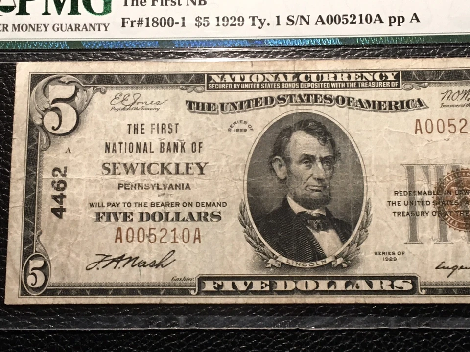 Billete de Banco Nacional Sewickley PA PMG20 en estado bastante bueno reparación menor solo 15 billetes pequeños conocidos Foto 2 de 4