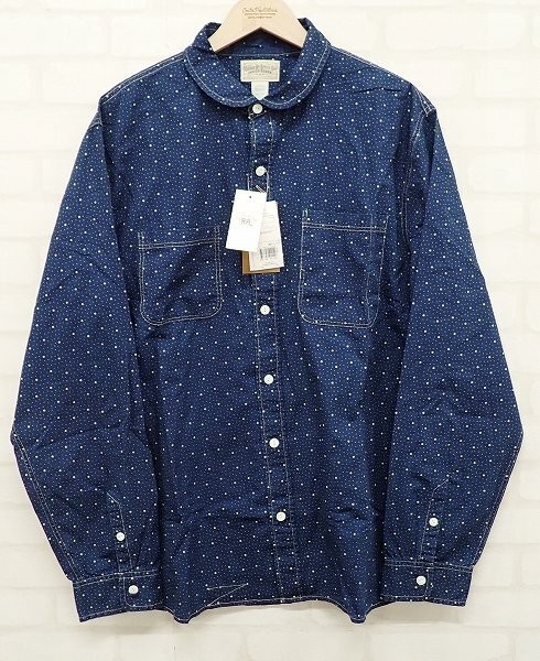 RRL Double RL Ralph Lauren Indigo Dot Work Shirt size XL NEW from JAPAN