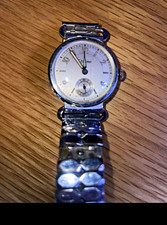 Optima Vintage 1930s 15 Jewels Manual Wind Watch Silver Dial SS Bracelet 137167