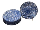 6 Stangl Pottery Town and Country  Blue Spongeware 6" Saucer/Small Plate Vintage