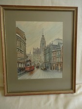 Original Aquarellbild 1948 im Holzrahmen Alte Rathaus  signiert S. Fritscher