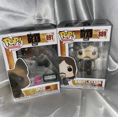 Funko Pop Lot The Walking Dead Daryl Dixon 889 Dog Flocked 891 SEE PICS