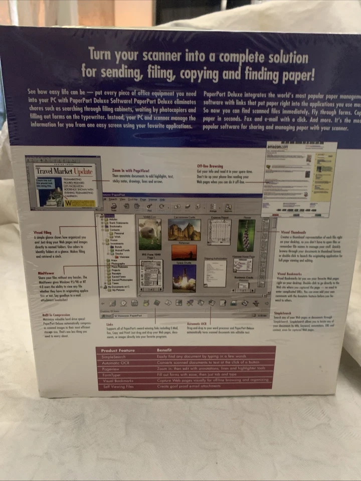 Vintage 1990 NOS PaperPort Deluxe by Visioneer Inc Windows 95 NT Factory Sealed - Image 3 of 4