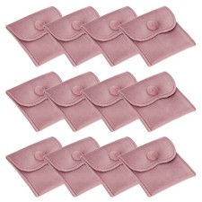 12 Pcs 3x3 Inch Velvet Jewelry Pouches Gift Bags with Snap Button Pink
