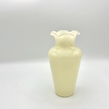 Vintage Cambridge Glass Hand Blown Ivory Pale Yellow Vase Ruffled Dainty 6 3/4