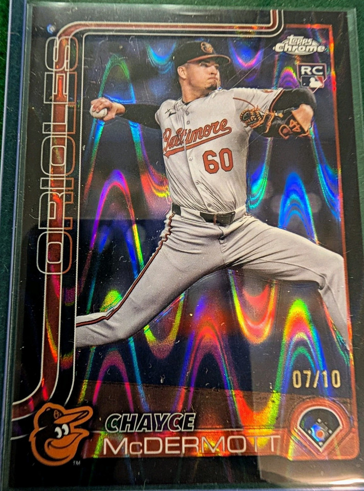 Topps 2025 Chrome Chayce McDermott RC Black Lava Refractor /10 Orioles #266