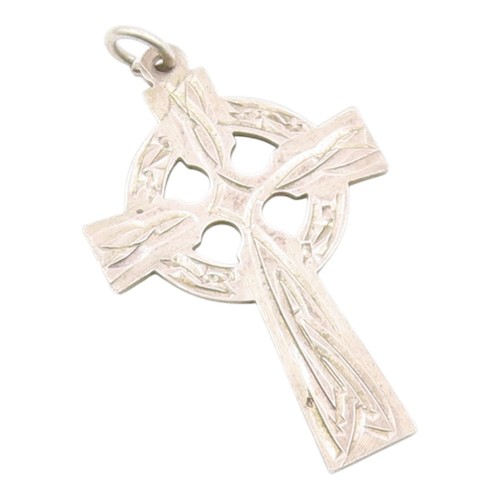 925 Sterling Silver Vintage Pendant IRELAND Etched Celtic Cross Charm ...