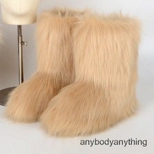 Womens Winter Boots Imitation Fox Fur Boots Winter Fur Plush Midsole Boots