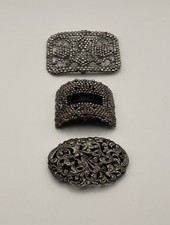 Three Antique Buckles and Clip, Made in France, LW Paris, and Unknown
