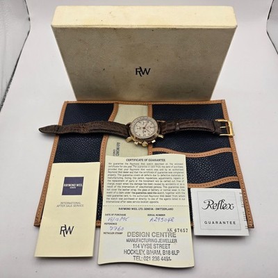 RAYMOND WEIL HERREN UHR 7760 VERGOLDET SWISS HAND CHRONOGRAPH. BOX & PAPIERE.