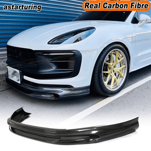For Porsche Macan SUV 2022-2023 Real Carbon Fiber Front Bumper Lip Chin Spoiler - Picture 1 of 10