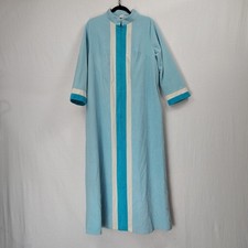 Vintage Vanity Fair 16 Velour Full Length Robe Half Zip House Coat Granny Stripe