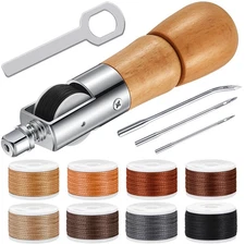12 Pieces Leather Sewing Awl Hand Stitcher with Craft Accessories Set, Hand A...
