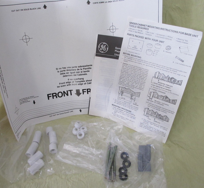 spacemaker GE under cabinet parts mounting screws instructs Spacers washers