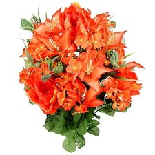 24 Stem Artificial Flowers Rose Carnation Mixed Bush Spring Faux Flower Arran...