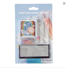Custom Self-Inking Name Stamp Kit with Letters, Tweezers, Rainbow Design