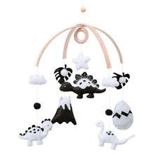 Montessori Baby Mobile   Handmade Black and White Dinosaur Crib Mobil