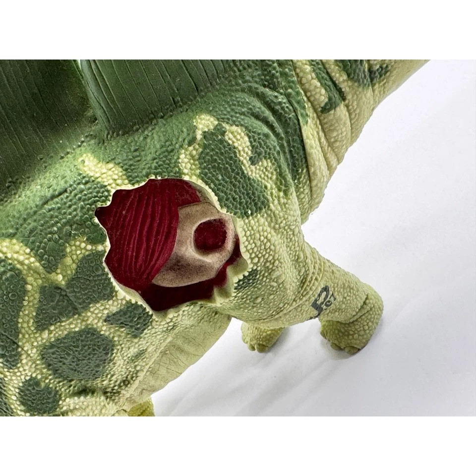 De colección Parque Jurásico Años 90 Dino Daño Herida Cola con púas Dinosaurio Verde Stegosaurio Foto 3 de 4