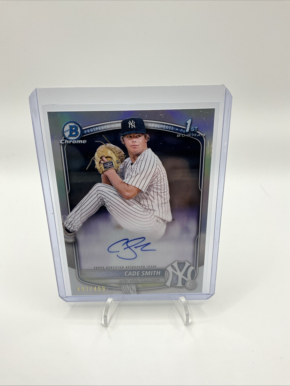 Cade Smith 2025 1st Bowman Chrome True Refractor Auto /499 Yankees Autograph