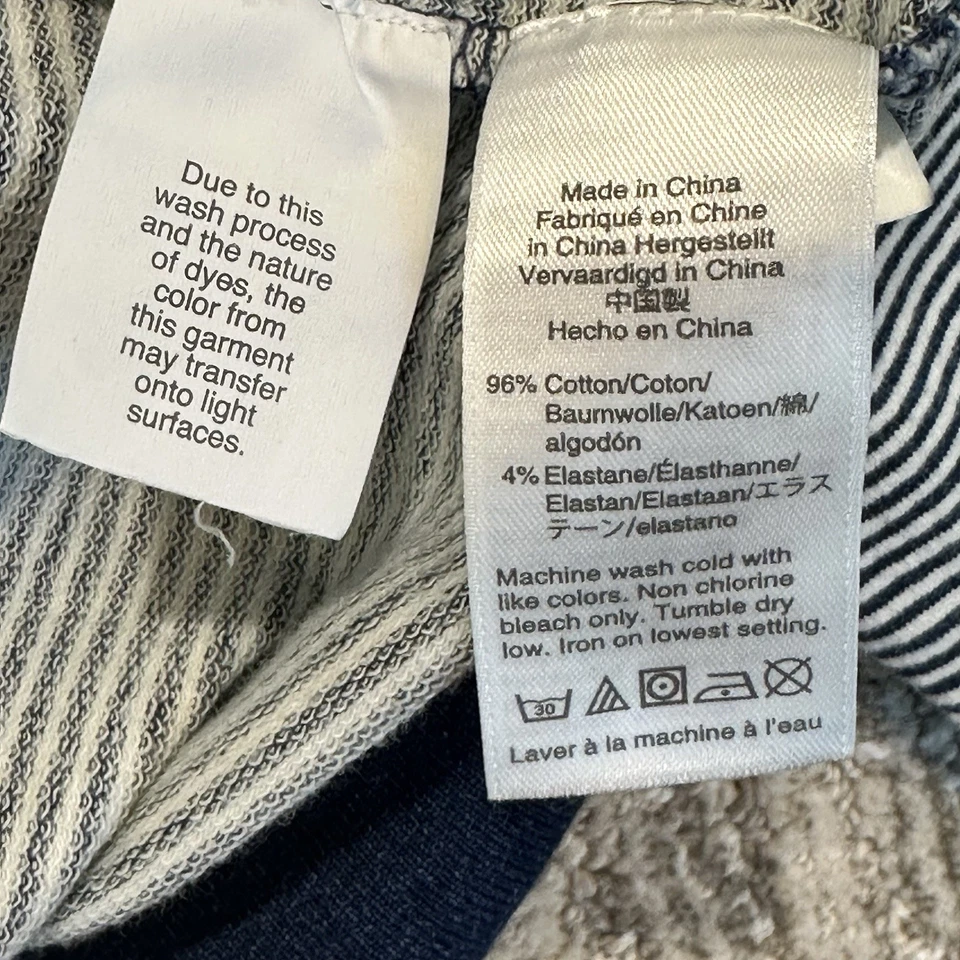 J Crew Sweatshirt Authentic Fleece Women's Large Blue & White Striped Stretch - Image 4 of 4