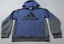 Adidas Boy's Regular Fit Pullover Fleece Hoodie JL3 Blue Medium 10/12 