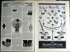 Old Vintage Print 1922 Mappin Webb Jewellers Christmas Medal Silver Bowl 20th