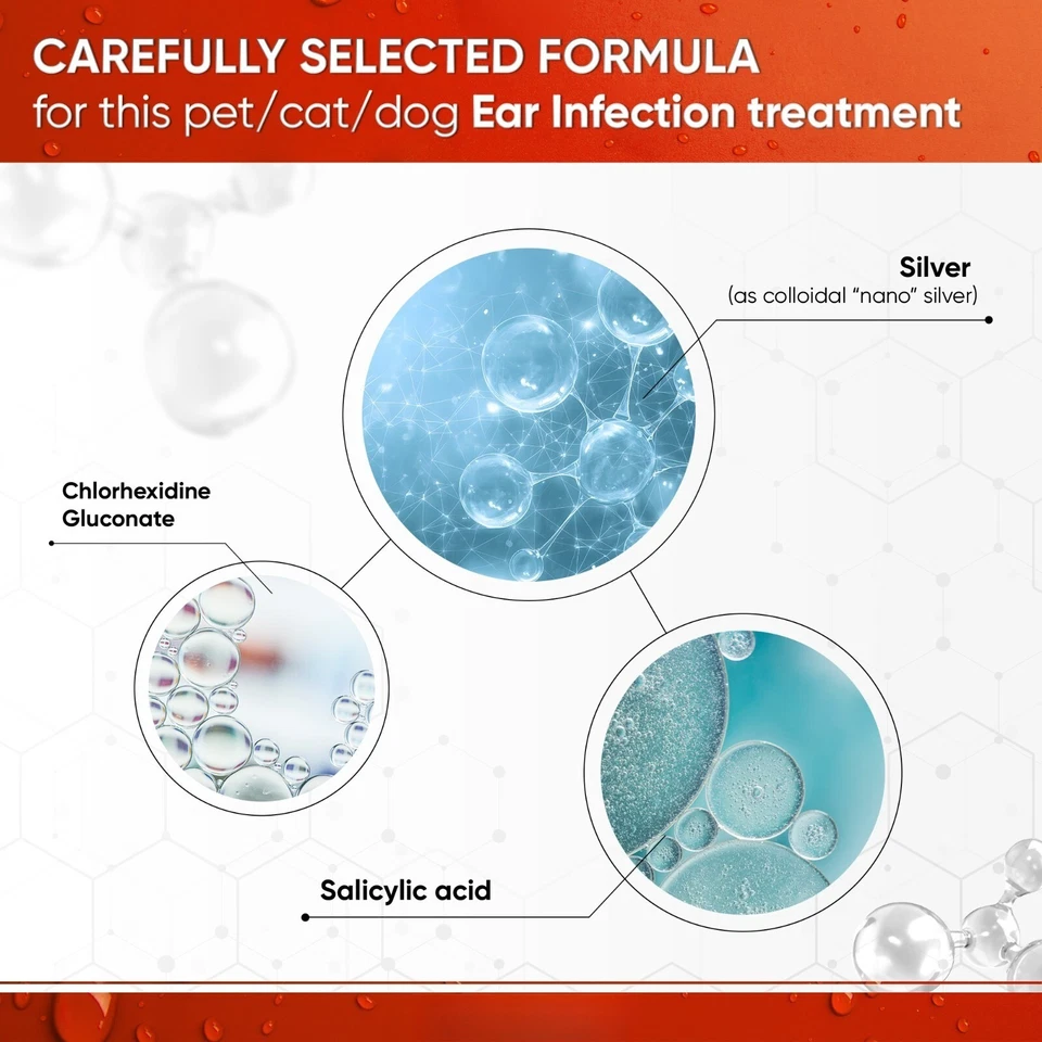 OTIC+ Gotas para infecciones de oído de perro | Nano plata y clorhexidina | 2 OZ Foto 3 de 4
