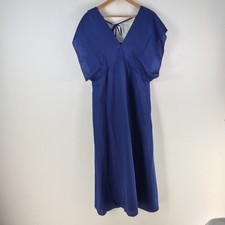 NEW Suzanne Betro dress womens XL maxi blue short sleeve Vneck 126753