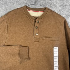 Coleman Lined Henley Shirt Bonded Waffle Sherpa 1/4 Snap Copper Heather Mens S