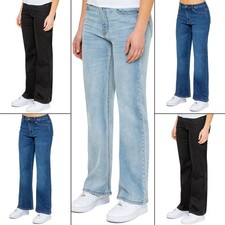 Enzo Womens Wide Leg Jeans High Rise Stretch Denim Ladies Pants