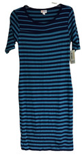 LuLaRoe NEW Small Julia Dress Blue Stripe Design NWT Stretch