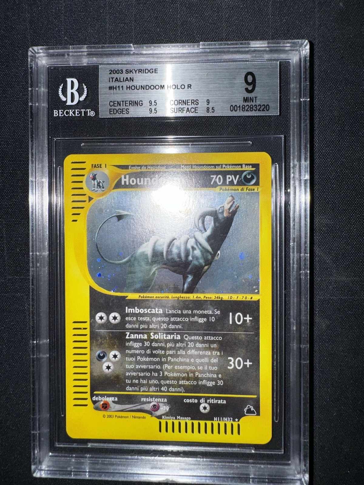 Pokemon Houndoom Skyridge H11/H32 Holo ITA BGS 9 - No Charizard Crystal 