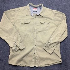 Wrangler Shirt Mens XL Green Twill Long Sleeve Button Up Comfort Flex Stretch