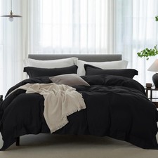 Cooling California King Duvet Cover Set 3 Pieces-100 Washed Cotton with Chic