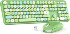 Wireless Keyboard and Mouse Combo, MOWUX Colorful Computer Green