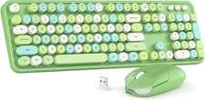 Wireless Keyboard and Mouse Combo, MOWUX Colorful Computer Green 