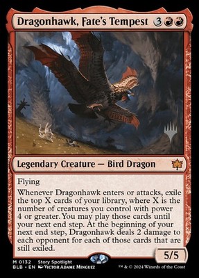 MTG Dragonhawk, Fate's Tempest (132/160) Bloomburrow Promos LP - Stamped