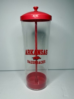 Arkansas Razorbacks Plastic Straw Holder Pull-Up Dispenser - Soda Fountain