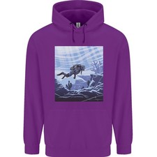 A Deep Sea Scuba Diver Diving Mens 80% Cotton Hoodie