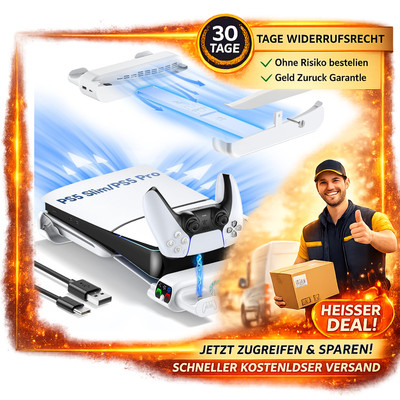 PS5 Horizontal Halterung Slim Pro Kühler Standfuß Ladestation