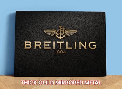Großes seltenes Breitling Händler GOLD VERSPIEGELT Metall Laden Display Schild GROSS A3