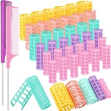 36 Pieces Plastic Hair Roller 5 Sizes Curlers Self Grip No Heat Rollers with 2 P