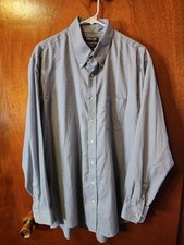 Men's XL Kirkland Signature Blue/White Check Long Sleeve Button Down Dress Shirt