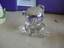 Unique Heavy Lead Crystal Teddy Bear Figurine or Paperweight 4 1/4" Tall